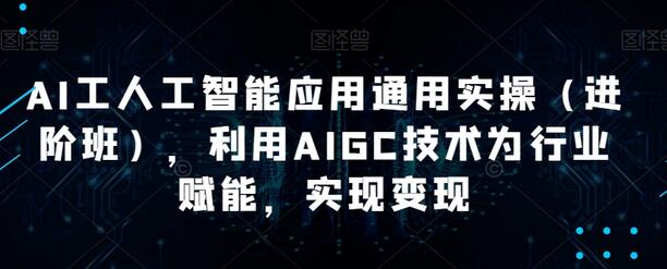 AI工人工智能应用通用实操（进阶班），利用AIGC技术为行业赋能，实现变现-冒泡网
