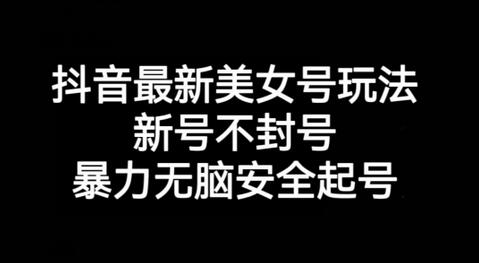 抖音最新美女号玩法，新号不封号，暴力无脑安全起号-冒泡网