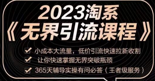 2023淘系无界引流实操课程,小成本大流量,低价引流快速拉新收割,让你快速掌握无界突破瓶颈-冒泡网