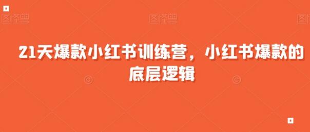 21天爆款小红书训练营,小红书爆款的底层逻辑-冒泡网