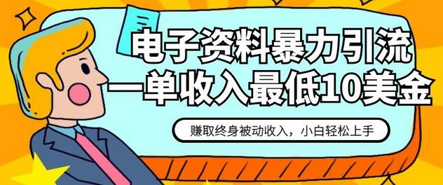 电子资料暴力引流,一单最低10美金,赚取终身被动收入,保姆级教程-冒泡网