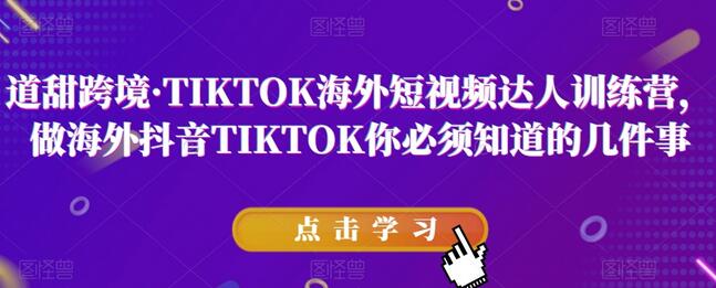 道甜跨境·TIKTOK海外短视频达人训练营,做海外抖音TIKTOK你必须知道的几件事-冒泡网