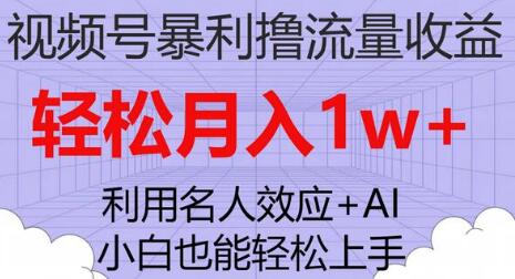 视频号暴利撸流量收益，小白也能轻松上手，轻松月入1w+-冒泡网