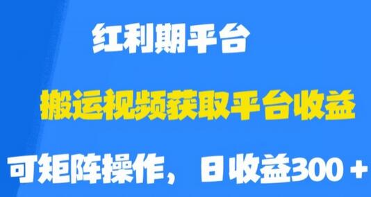 搬运视频获取平台收益,平台红利期,附保姆级教程-冒泡网