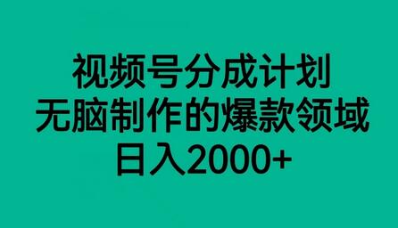 视频号分成计划，无脑制作的爆款领域，日入2000+-冒泡网