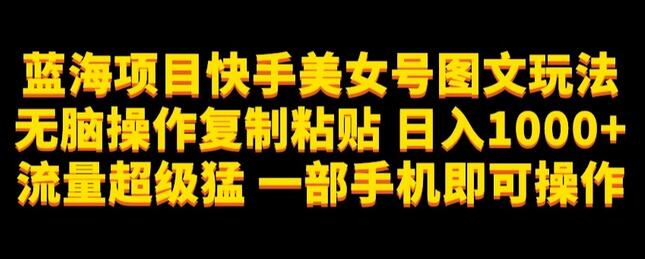 蓝海项目快手美女号图文玩法，无脑操作复制粘贴，日入1000+流量超级猛一部手机即可操作-冒泡网
