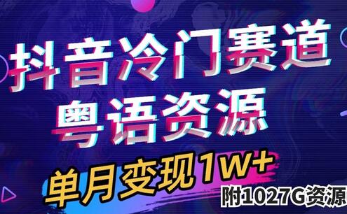 抖音冷门赛道,粤语动画,作品制作简单,月入1w+(附1027G素材)-冒泡网