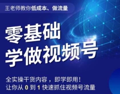 王老师教你低成本、做流量,零基础学做视频号,0-1快速抓住视频号流量-冒泡网