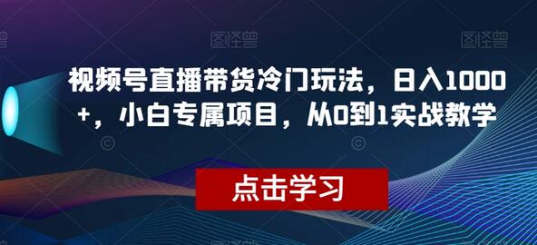 视频号直播带货冷门玩法，日入1000+，小白专属项目，从0到1实战教学-冒泡网