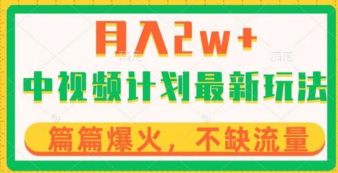 中视频计划全新玩法，月入2w+，收益稳定，几分钟一个作品，小白也可入局-冒泡网