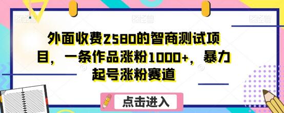 外面收费2580的智商测试项目,一条作品涨粉1000+,暴力起号涨粉赛道-冒泡网