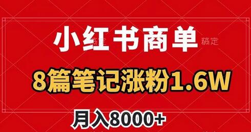 小红书商单最新玩法，8篇笔记涨粉1.6w，作品制作简单，月入8000+-冒泡网