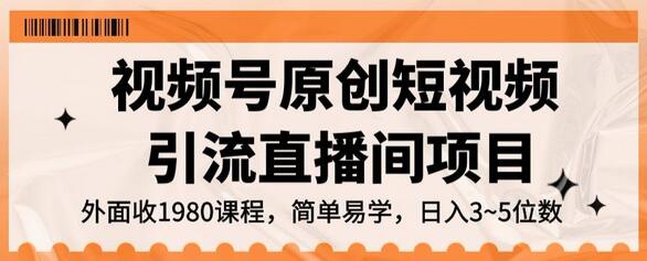 视频号原创短视频引流直播间项目，日入3~5五位数-冒泡网
