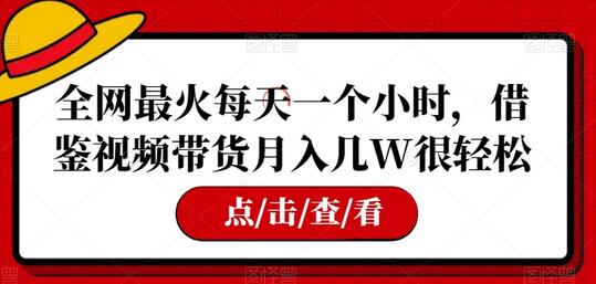 全网最火每天一个小时,借鉴视频带货月入几W很轻松-冒泡网
