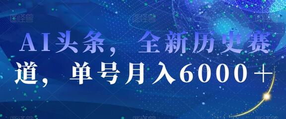 AI头条，全新历史赛道，单号月入6000＋-冒泡网