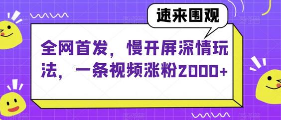 全网首发,慢开屏深情玩法,一条视频涨粉2000+-冒泡网