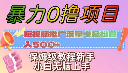 暴力0撸项目：短视频推广流量卡轻松日入500+，保姆级教程新手小白无脑上手-冒泡网