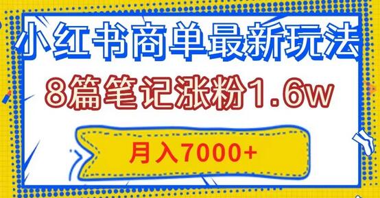 小红书商单最新玩法,8篇笔记涨粉1.6w,几分钟一个笔记,月入7000+-冒泡网