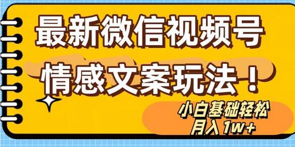 微信视频号情感文案最新玩法，小白轻松月入1万+无脑搬运-冒泡网