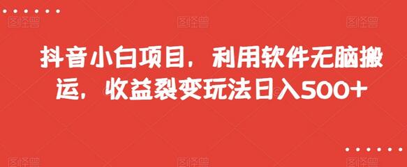 抖音小白项目，利用软件无脑搬运，收益裂变玩法日入500+-冒泡网