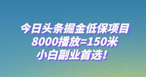 今日头条掘金低保项目，8000播放=150米，小白副业首选-冒泡网