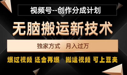 视频号无脑搬运新技术,破原创壕流量,独家方式,爆过视频,还会再爆-冒泡网