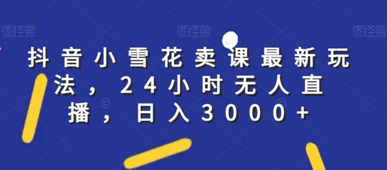 抖音小雪花卖课最新玩法，24小时无人直播，日入3000+-冒泡网