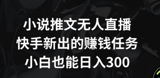 小说推文无人直播,快手新出的赚钱任务,小白也能日入300+-冒泡网
