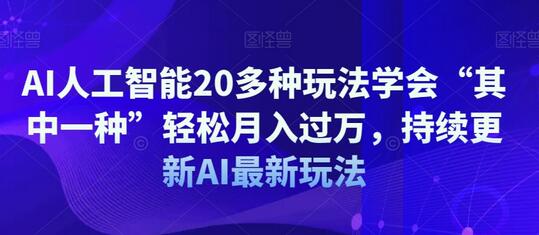 AI人工智能20多种玩法学会“其中一种”轻松月入过万，持续更新AI最新玩法-冒泡网