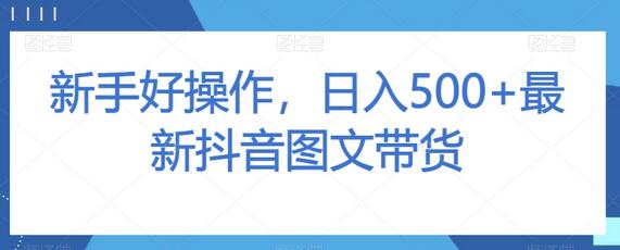 新手好操作，日入500+最新抖音图文带货-冒泡网