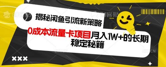 揭秘闲鱼引流新策略:0成本流量卡项目,月入1W+的长期稳定秘籍-冒泡网