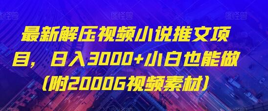 最新解压视频小说推文项目,日入3000+小白也能做(附2000G视频素材)-冒泡网