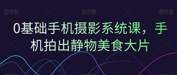 0基础手机摄影系统课,手机拍出静物美食大片-冒泡网