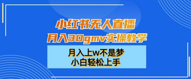 小红书无人直播月入30gmv实操教学,月入上w不是梦,小白轻松上手-冒泡网