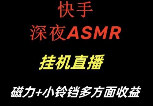 快手深夜ASMR挂机直播,磁力+小铃铛收益(附带工具和5G素材)-冒泡网