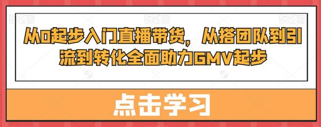 从0起步入门直播带货，​从搭团队到引流到转化全面助力GMV起步-冒泡网