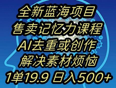 蓝海项目记忆力提升,AI去重,一单19.9日入500+-冒泡网