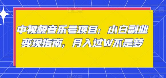 中视频音乐号项目:小白副业变现指南,月入过W不是梦-冒泡网