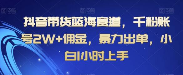 抖音带货蓝海赛道，千粉账号2W+佣金，暴力出单，小白1小时上手-冒泡网