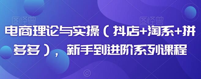 电商理论与实操(抖店+淘系+拼多多),新手到进阶系列课程-冒泡网