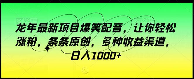 龙年最新项目爆笑配音,让你轻松涨粉,条条原创,多种收益渠道,日入1000+-冒泡网