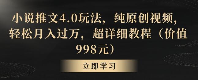 小说推文4.0玩法,纯原创视频,轻松月入过万,超详细教程(价值998元)-冒泡网