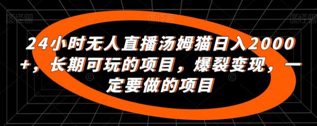 24小时无人直播汤姆猫日入2000+,长期可玩的项目,爆裂变现,一定要做的项目-冒泡网