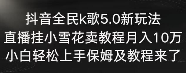 抖音全民k歌5.0新玩法，直播挂小雪花卖教程月入10万，小白轻松上手，保姆及教程来了-冒泡网