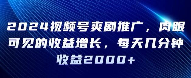 视频号爽剧推广,肉眼可见的收益增长,每天几分钟收益2000+-冒泡网