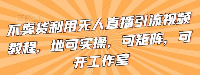 不卖货利用无人直播引流视频教程,地可实操,可矩阵,可开工作室-冒泡网