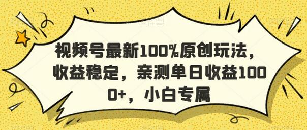 视频号最新100%原创玩法,收益稳定,亲测单日收益1000+,小白专属-冒泡网