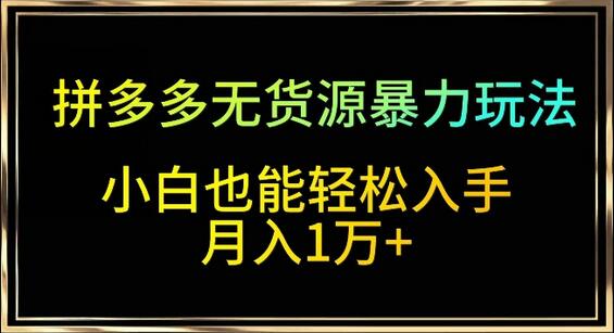 拼多多无货源暴力玩法,全程干货,小白也能轻松入手,月入1万+-冒泡网