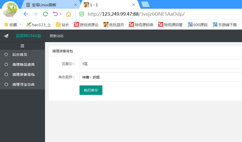 雷霆传奇H5 清理物品背包GM工具 清理装备背包 清理寻宝仓库GM工具-冒泡网