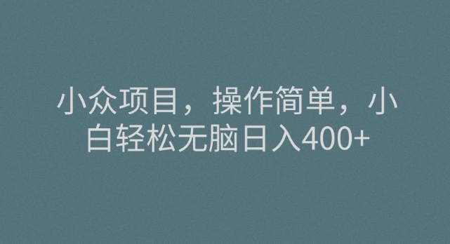 小众项目,操作简单,小白轻松无脑日入400+-冒泡网